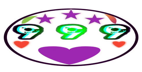 A modern and stylish '999' numeric design featuring a unique glowing neon effect. This edgy streetwear graphic is perfect for trendy t-shirts, hoodies, and posters. The bold white letters with a dark purple/red aura make it stand out on any dark apparel