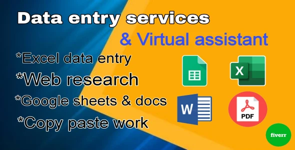 I will be your virtual assistant for data entry, typing, copy paste and web research