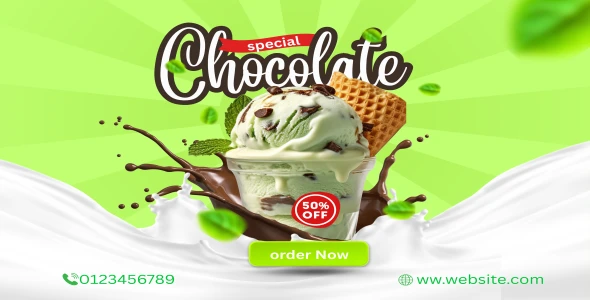 Food & Ice Cream Promotional Social Media Post Design)